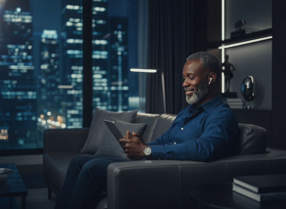 Man relaxing at home